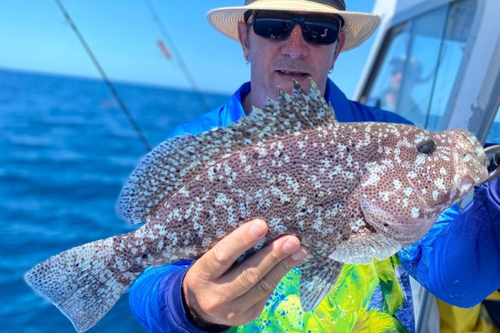 a person holding a fish in the water