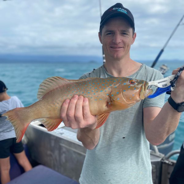 a person holding a fish in the water